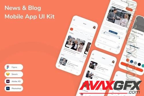 News & Blog Mobile App UI Kit LPDXRVB