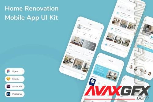 Home Renovation Mobile App UI Kit QB8722X