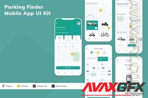 Parking Finder Mobile App UI Kit 82QP9W5