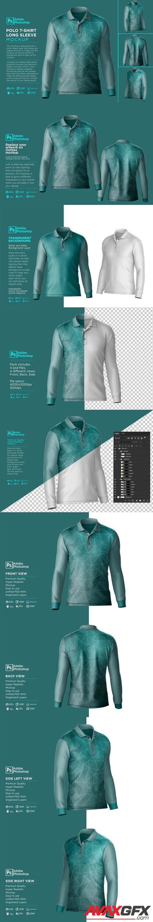 CreativeMarket - Polo T-Shirt Long Sleeve 7510451