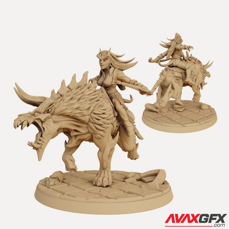 Baal's Demonhound Female Archer Rider - 3D Print