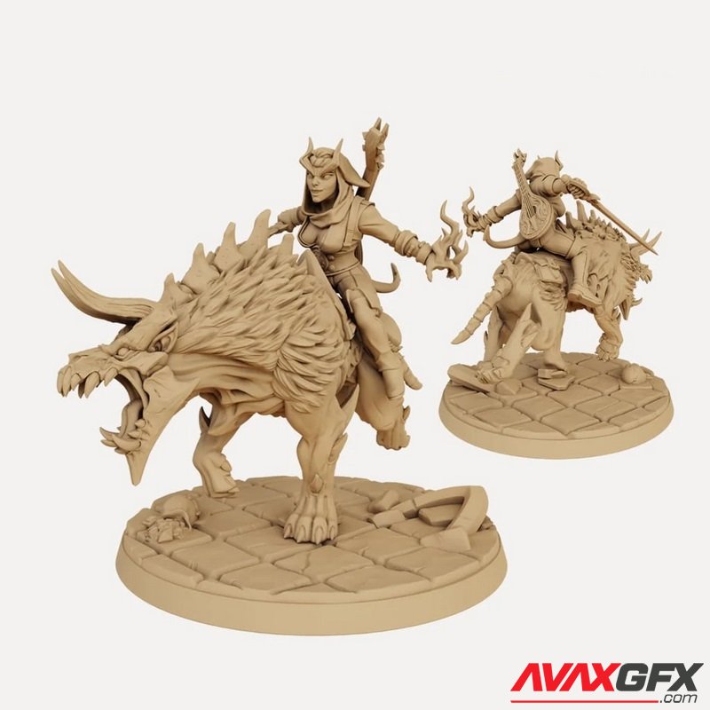 Baal's Demonhound Female Bard Rider (Hooded) - 3D Print