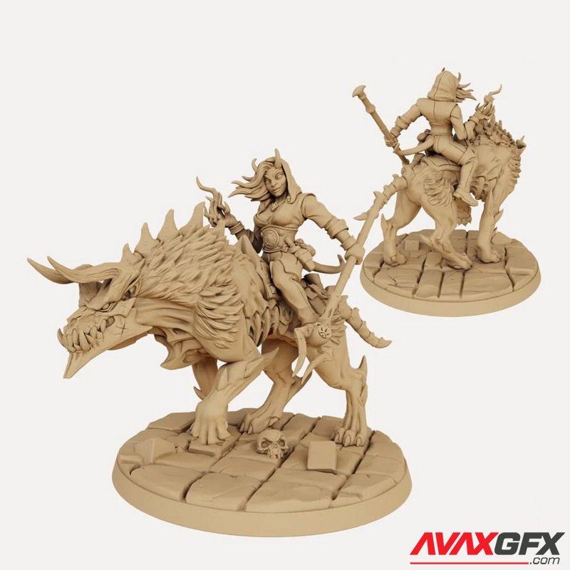 Baal's Demonhound Female Warlok Rider (Hooded) - 3D Print