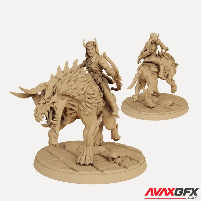 Baal's Demonhound Male Archer Rider (Hooded) - 3D Print
