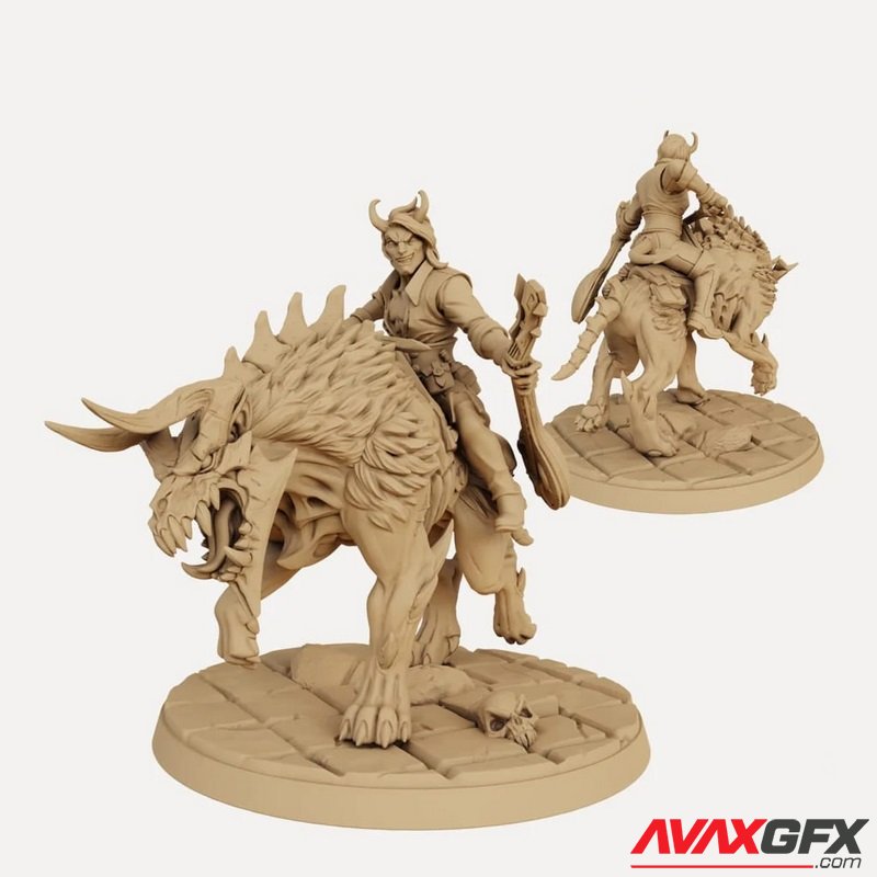 Baal's Demonhound Male Bard Rider - 3D Print