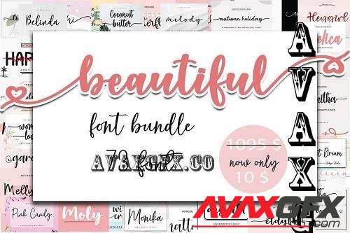 Beautiful Font Bundle - 73 Premium Fonts