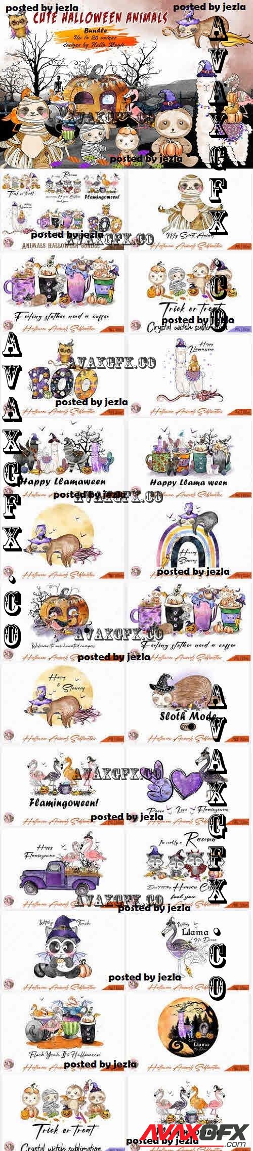 Funny Halloween Animals Bundle - 21 Premium Graphics