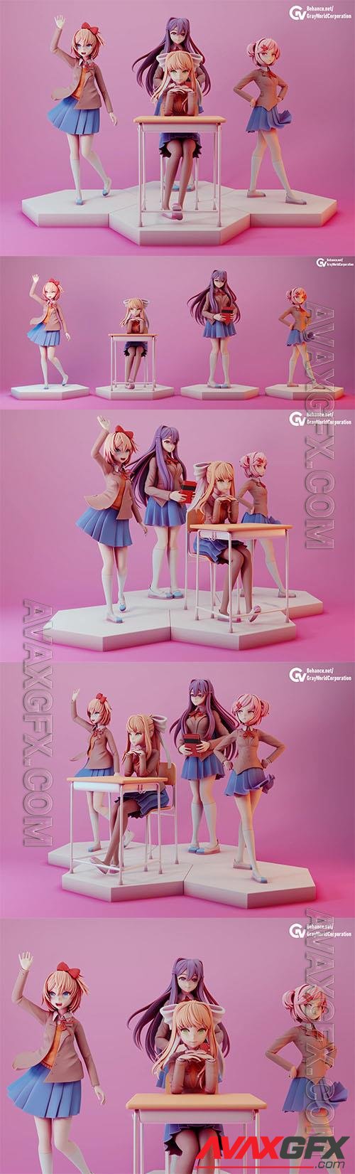 Doki Doki Literature Club! Set 3D Print