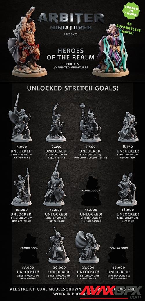 Arbiter Miniatures Kickstarter 3 - Heroes of the realm – 3D Print