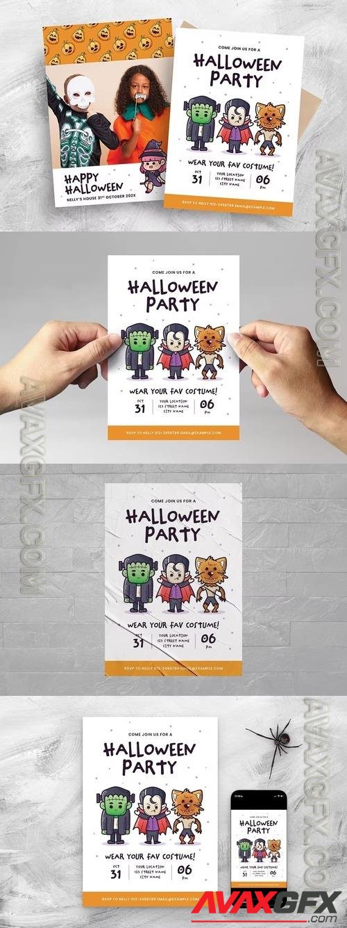 Kids Halloween Party Flyer Template Y98GEXW