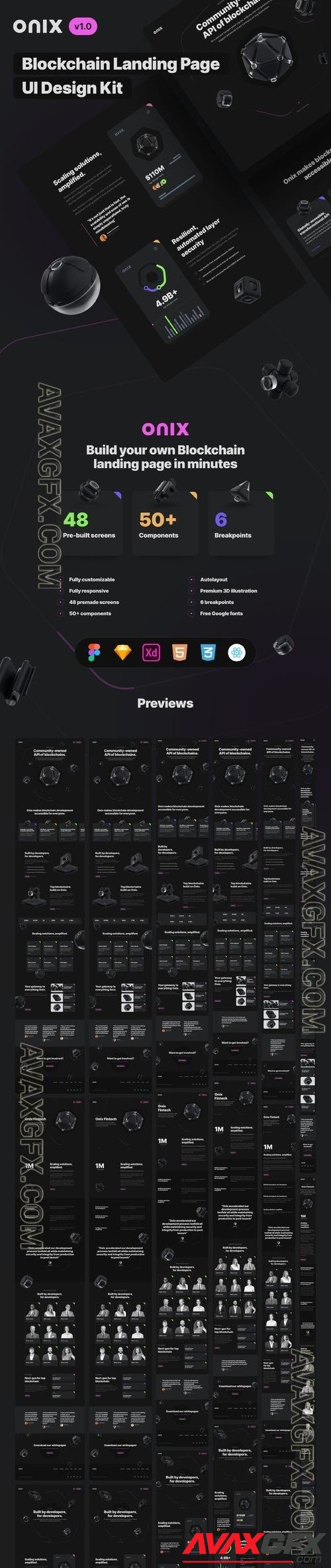 Onix Blockchain Landing Page UI Design Kit