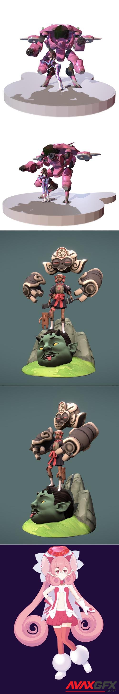 D.Va and Sakura WIP and Neneka – 3D Print