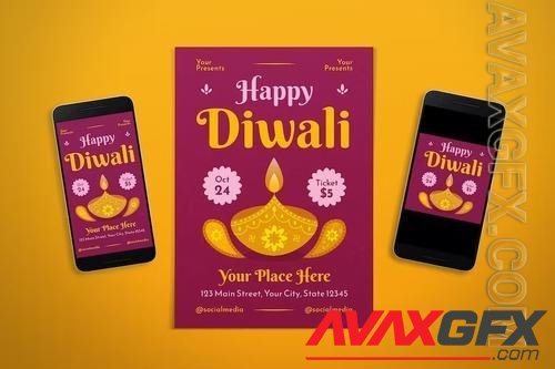 Happy Diwali Flyer & Instagram Post QKFMFHA