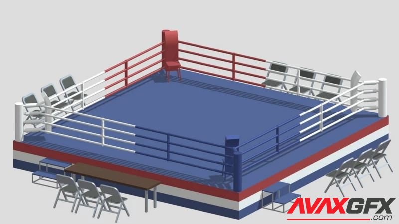 Low poly cartoon boxing ring