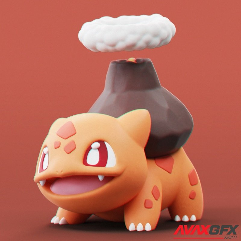 Pokemon Fire Bulbasaur - 3D Print Model