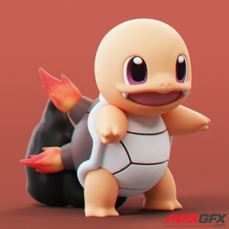 Pokemon Fire Squirtle - 3D Print Model