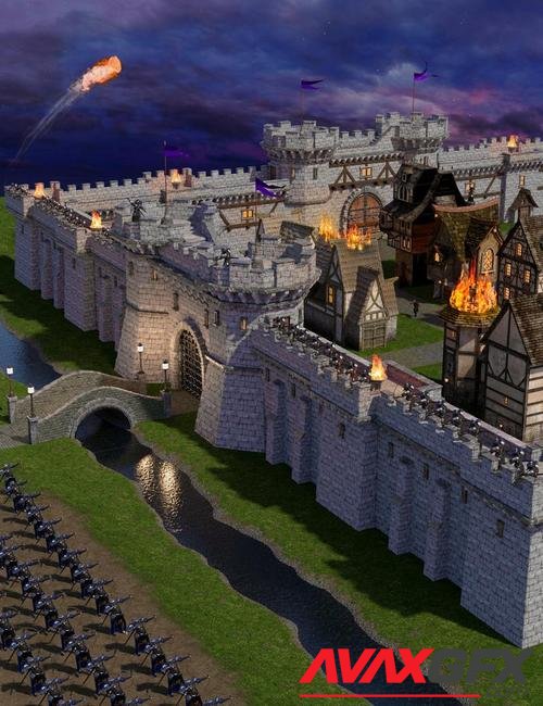 Medieval Village Walls Construction Set