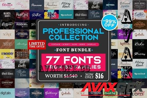 Professional Collection Font Bundle - 62 Premium Fonts