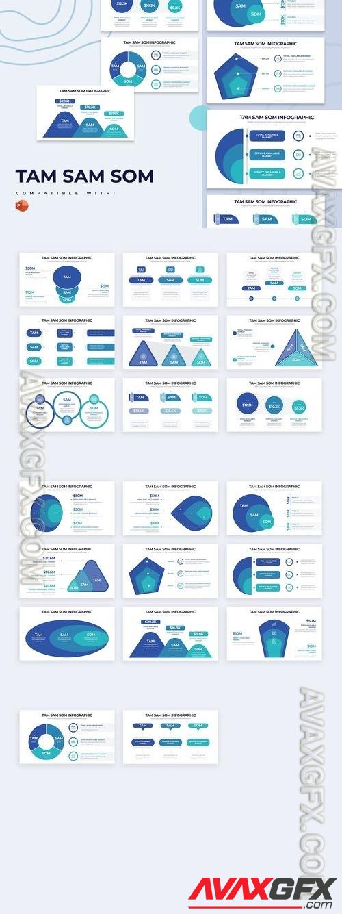 Business TAM SAM SOM PowerPoint Infographics