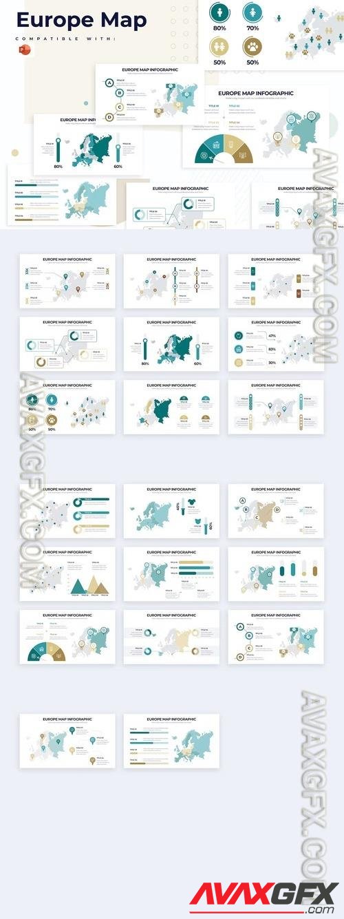 Education Europe Map PowerPoint Infographics