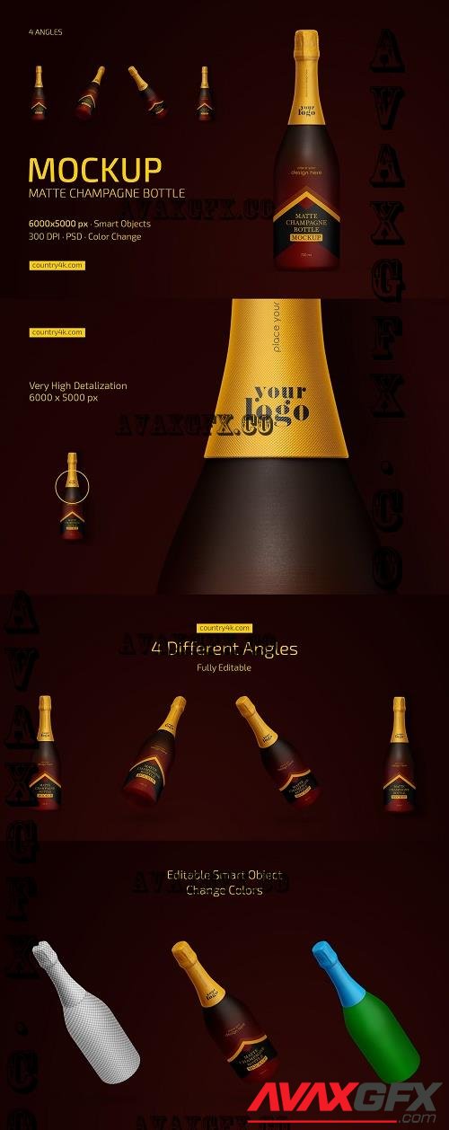 Matte Champagne Bottle Mockup Set - 10196924