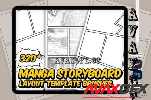 Manga Storyboard Layout Brushset - 7462956