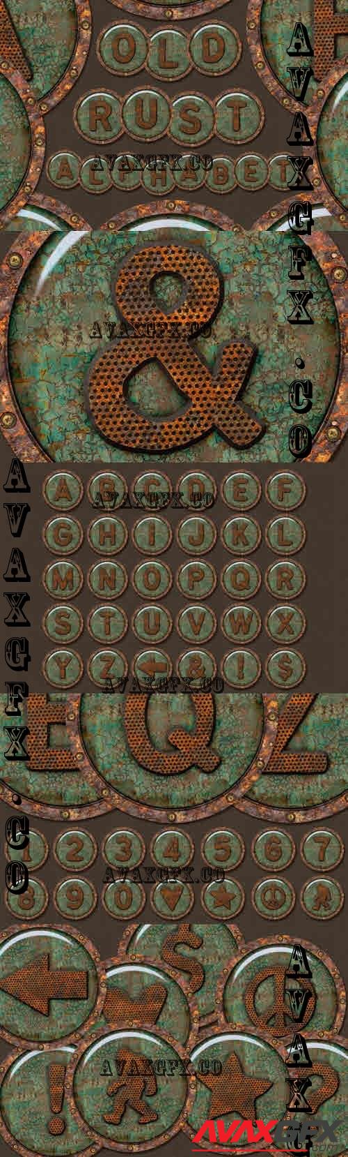 Old Rust Png Alphabet