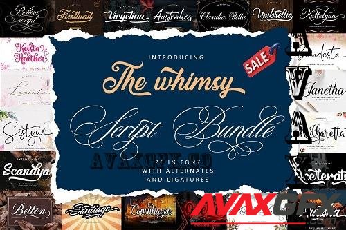 The Whimsy Script Font Bundle - 21 Premium Fonts