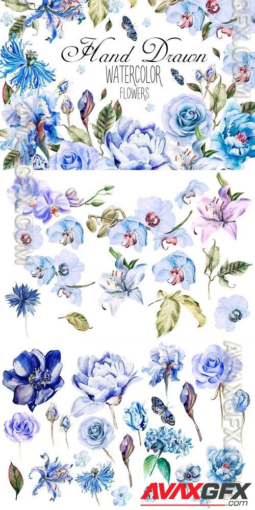 Hand Drawn Watercolor Flowers NSZ95NW