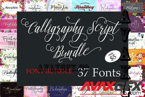 Calligraphy Script Font Bundle - 37 Premium Fonts