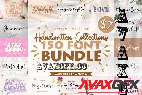 The Handwritten Collections Font Bundle - 150 Premium Fonts