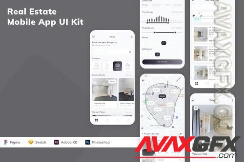 Real Estate Mobile App UI Kit AK38W8R