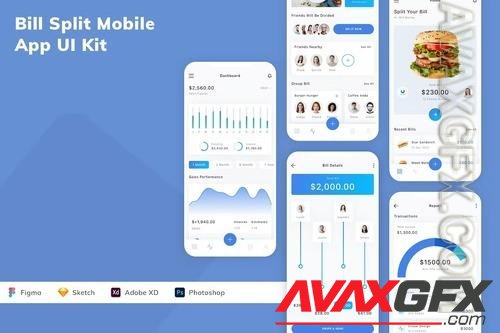 Bill Split Mobile App UI Kit CWU2ZRW