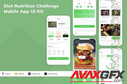 Diet Nutrition Challenge Mobile App UI Kit JUSAQH2