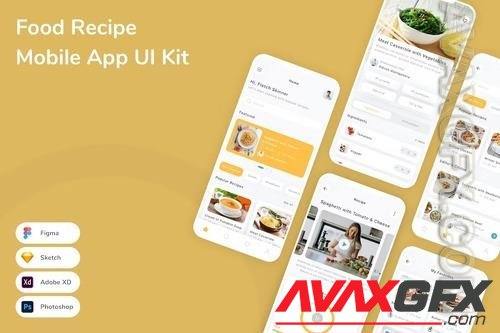 Food Recipe Mobile App UI Kit QNYK9RX