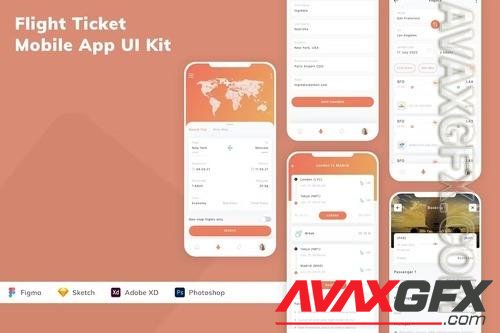 Flight Ticket Mobile App UI Kit HLAVQBQ