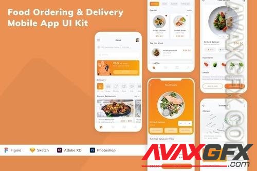Food Ordering & Delivery Mobile App UI Kit V6HLBUZ