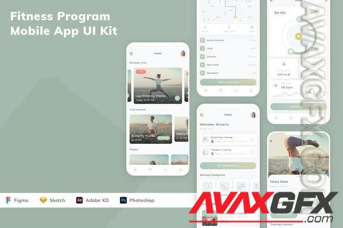 Fitness Program Mobile App UI Kit 8WMEG5B