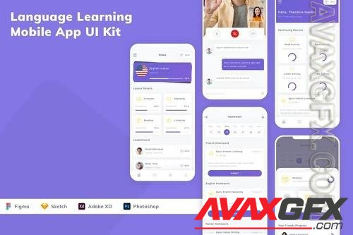 Language Learning Mobile App UI Kit 2CD4V2A