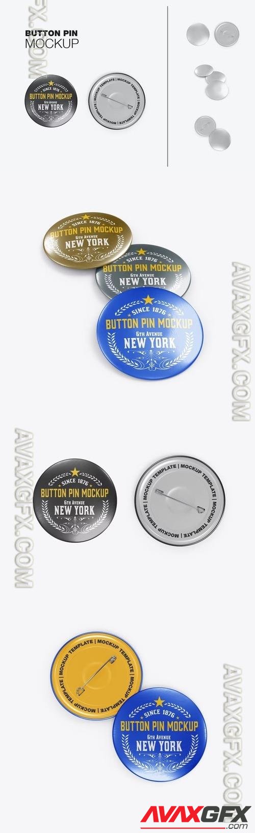 Standard Metallic Button Pins Mockup EMJF5HW