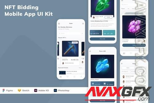 NFT Bidding Mobile App UI Kit FZXSTGF