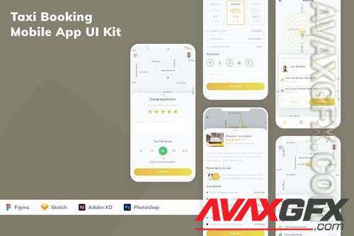 Taxi Booking Mobile App UI Kit TA9QPY5
