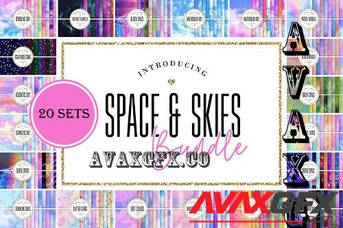 Space & Skies Backgrounds Bundle - 20 Premium Graphics