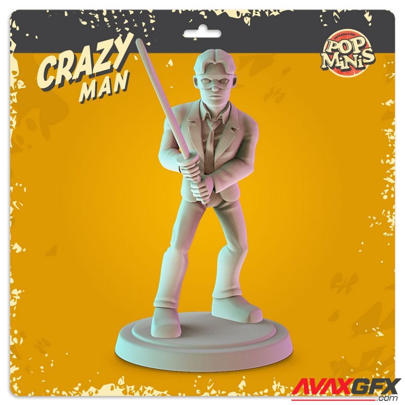 Pop Minis - Crazy Man - 3D Print Model