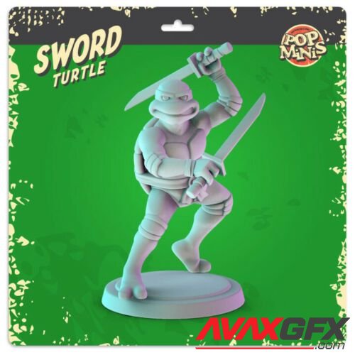 Pop Minis - Sword Turtle - 3D Print Model