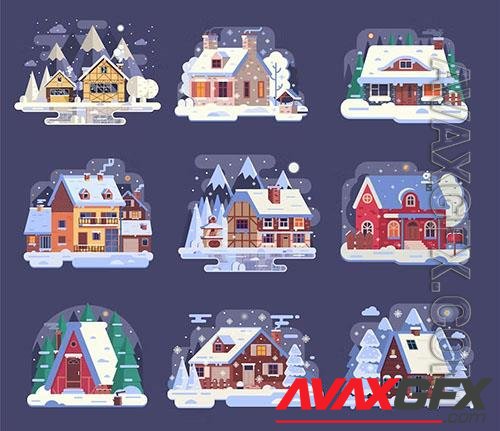 Winter Snow Houses and Cabins Collection