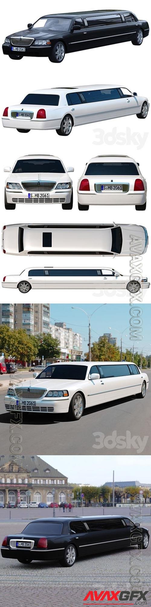 Lincoln Town Car limousine 3D Model