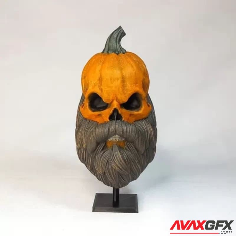 Bearded Pumpkin Skull