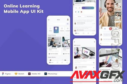 Online Learning Mobile App UI Kit HTEF9B6