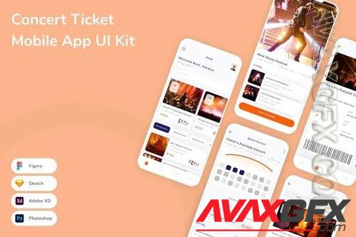 Concert Ticket Mobile App UI Kit 6PLQZTQ